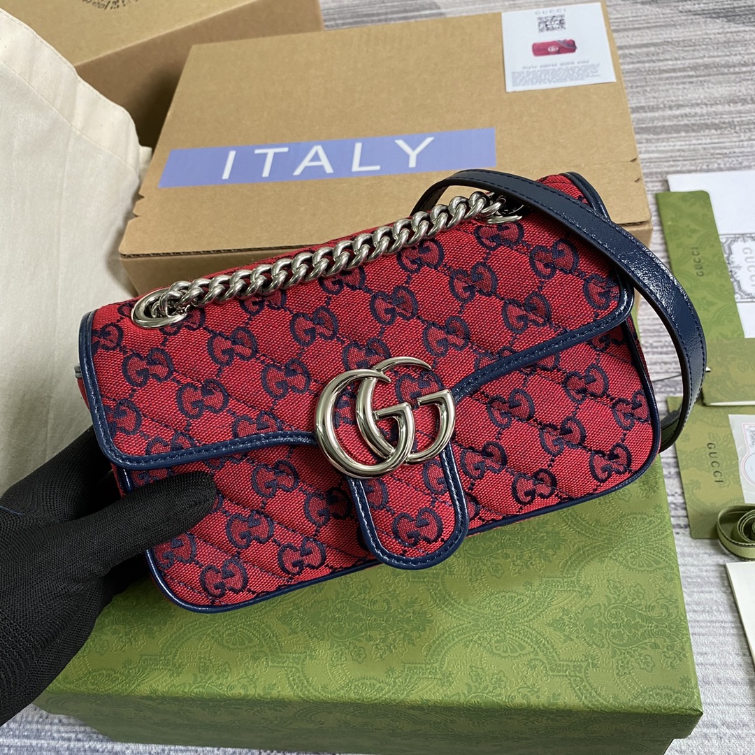 Gucci GG Marmont Matelasse Mini Shoulder Bag 446744 Red